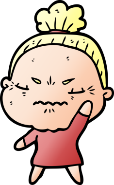 Çizgi film bir insan tarafından çizilmiş yaşlı bir kadın tarafından rahatsız edildi.