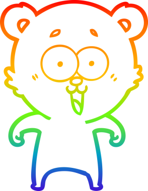 Bir insan tarafından çizilmiş gülen oyuncak ayının çizdiği gökkuşağı gradyan çizgisi.