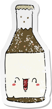 Bir insan tarafından çizilmiş karikatür bira şişesinin sıkıntılı çıkartması.