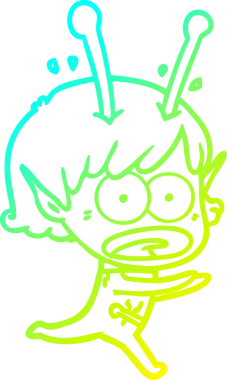 Bir çizgi film karakteri, bir insan tarafından çizilmiş soğuk gradyan çizimi.