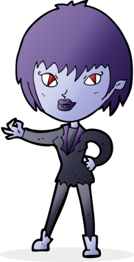 Bir insan tarafından çizilmiş vampir kız çizgi filmi.