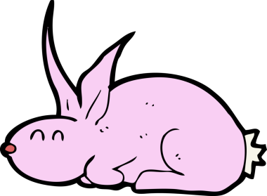 Bir insan tarafından çizilmiş çizgi film tavşanı