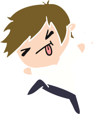 Bir kawaii 'nin insan tarafından çizilmiş şirin bir çocuk çizimi.