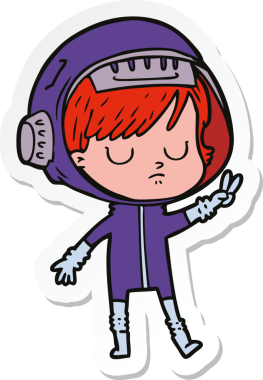 Bir insan tarafından çizilmiş astronot bir kadının çıkartması.