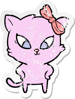 Bir insan tarafından çizilmiş karikatür bir kedinin sıkıntılı çıkartması.