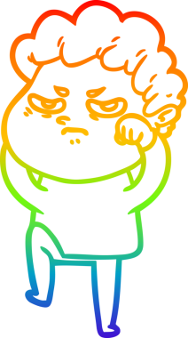 Bir insan tarafından çizilmiş kızgın bir adamın çizdiği gökkuşağı gradyanı çizimi