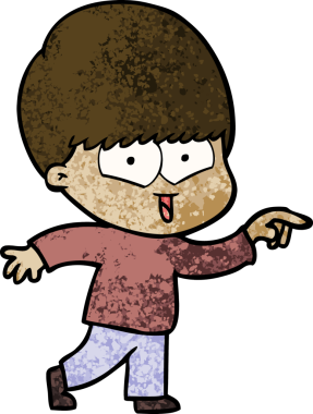 Bir insan tarafından çizilmiş mutlu çocuk çizgi filmi.