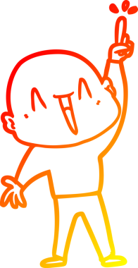 İnsan tarafından çizilmiş harika bir fikri olan mutlu, kel bir adamın sıcak çizgi çizimi.