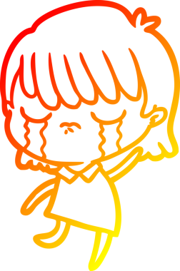 Bir insan tarafından çizilmiş, ağlayan bir çizgi kadın çizimi.