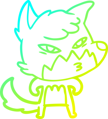 Bir insan tarafından çizilmiş akıllı bir tilkinin soğuk çizgi çizimi.