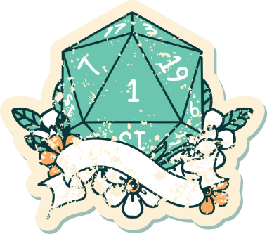 Retro Dövme Biçimi Doğal Bir d20 zar bir insan tarafından çizildi