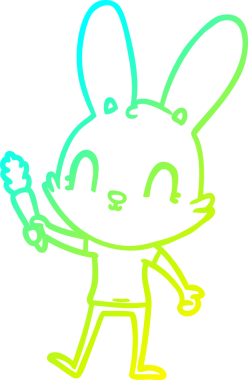 Bir insan tarafından çizilmiş havuçlu şirin bir tavşan çizimi.