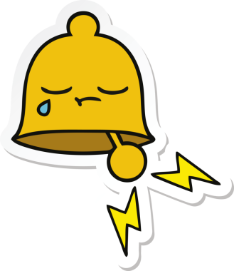 Bir insan tarafından çizilmiş sevimli bir karikatür zili çıkartması.