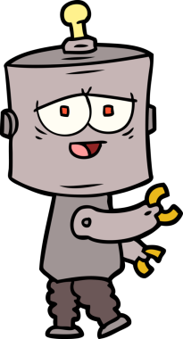 Bir insan tarafından çizilmiş çizgi film robotu