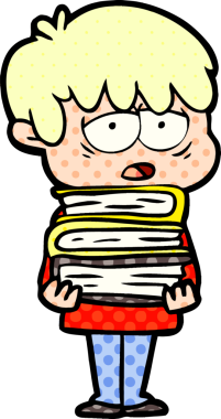 Bir insan tarafından çizilmiş bir kitabı tutan bitkin bir çocuk.