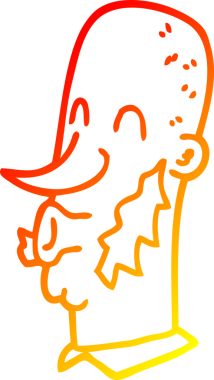 Bir insan tarafından çizilmiş koyun pirzolası sakallı bir çizgi film adamı çizimi.