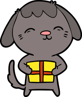 Bir insan tarafından çizilmiş mutlu çizgi film köpeği.