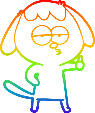 gökkuşağı gradyan çizgi çizimi bir insan tarafından çizilmiş sıkılmış bir köpek