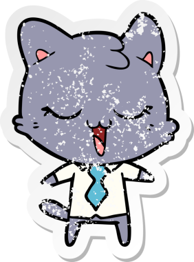 Bir insan tarafından çizilmiş karikatür bir kedinin sıkıntılı çıkartması.