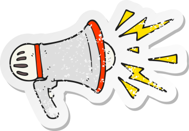 Bir insan tarafından çizilmiş bir çizgi film hoparlörünün gerilimli çıkartması.