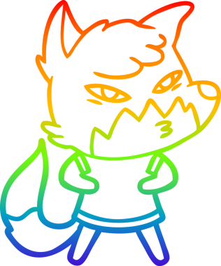 gökkuşağı gradyanı çizimi bir insan tarafından çizilmiş akıllı bir tilki çizgi filmi