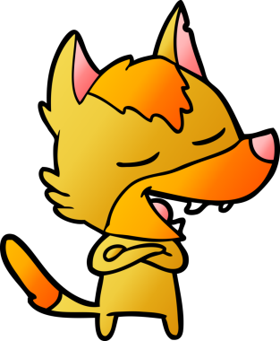 Bir insan tarafından çizilmiş tilki çizgi film karakteri