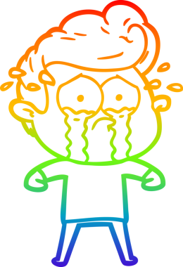 Bir insan tarafından çizilmiş ağlayan bir adamın çizdiği gökkuşağı gradyan çizgisi.