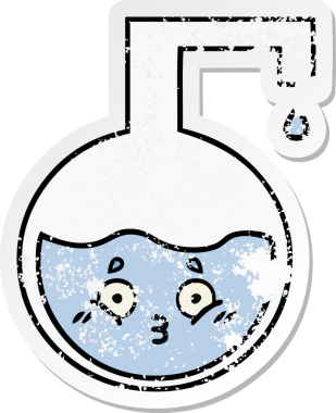 Bir insan tarafından çizilmiş sevimli bir karikatür bilim deneyinin sıkıntılı çıkartması.