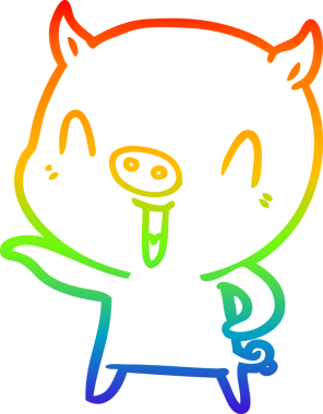 gökkuşağı gradyan çizimi mutlu çizgi domuz çizimi bir insan tarafından çizilmiş