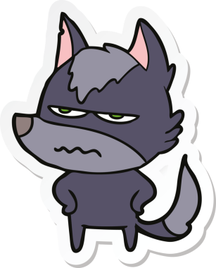 Bir insan tarafından çizilmiş kızgın bir kurdun çıkartması.