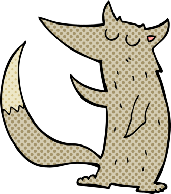 Bir insan tarafından çizilmiş bir kurt çizgi filmi.