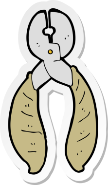 Karikatür çıkartması. Bir insan tarafından çizilmiş pense.