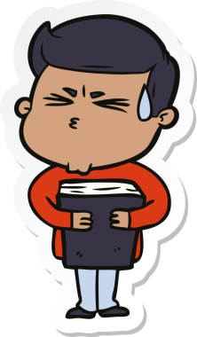 Bir insan tarafından çizilmiş terleyen bir karikatür adamın çıkartması.