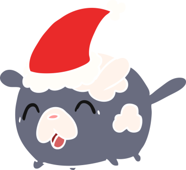 Bir insan tarafından çizilmiş kawaii köpeğinin Noel karikatürü.