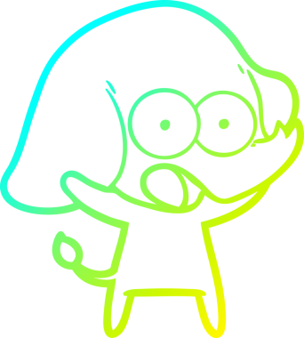 Bir insan tarafından çizilmiş şirin bir filin soğuk gradyan çizgisi