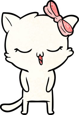 Bir insan tarafından çizilmiş kafasında yay olan çizgi film kedisi.