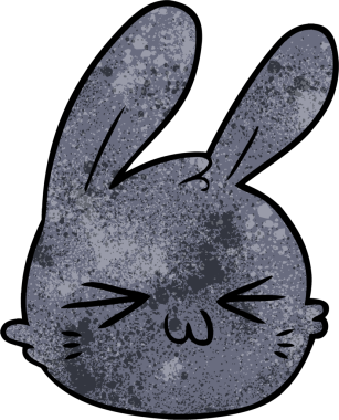 Bir insan tarafından çizilmiş tavşan yüzü.