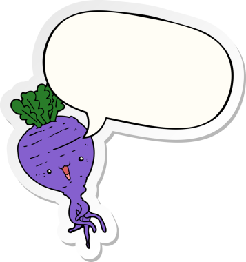 Bir insan tarafından çizilmiş konuşma kabarcığı etiketli şalgam.