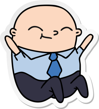 Bir insan tarafından çizilmiş kawaii kel adamın serbest sticker karikatürü.