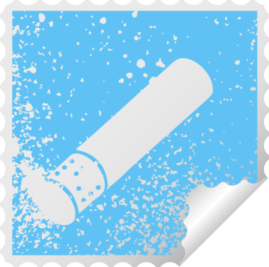 Bir insan tarafından çizilmiş sigara çubuğunun kare soyma etiketi.