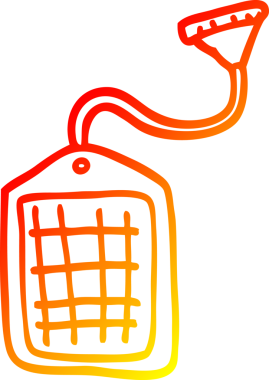 Bir insan tarafından çizilmiş çizgili çay poşetinin sıcak gradyan çizgisi.