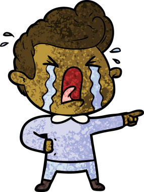 Bir insan tarafından çizilmiş ağlayan bir karikatür.