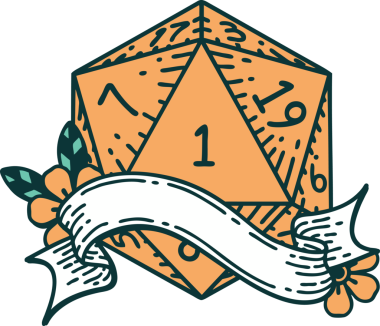 Retro Dövme Biçimi Doğal Bir d20 zar bir insan tarafından çizildi