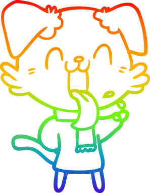 Gökkuşağı gradyan çizgi çizimi Bir insan tarafından çizilmiş nefes nefese bir köpek