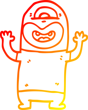 Bir insan tarafından çizilmiş bir uzaylı canavarın sıcak çizgi çizgisi.