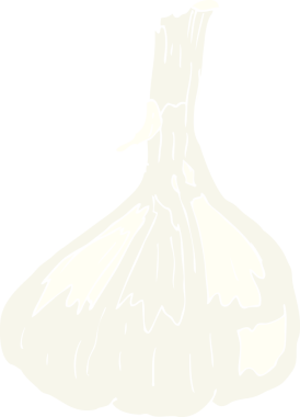 Bir insan tarafından çizilmiş sarımsağın düz renk çizimi