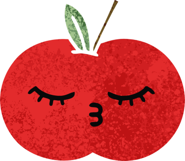 Bir insan tarafından çizilmiş kırmızı elmanın retro çizim tarzı karikatürü