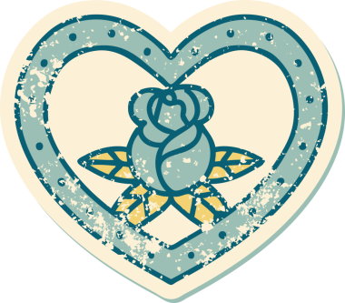 Bir insan tarafından çizilmiş kalp ve çiçeklerin sembolik depresif dövme şekli