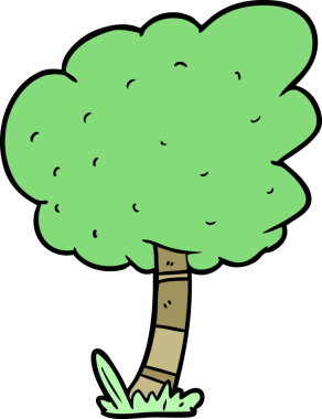 Bir insan tarafından çizilmiş çizgi film ağacı.