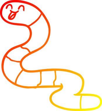 Bir insan tarafından çizilmiş bir karikatür solucanının sıcak çizgi çizimi